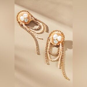 Sunset Beaded Looped Drop Earrings Pearl *14K Gold Plated